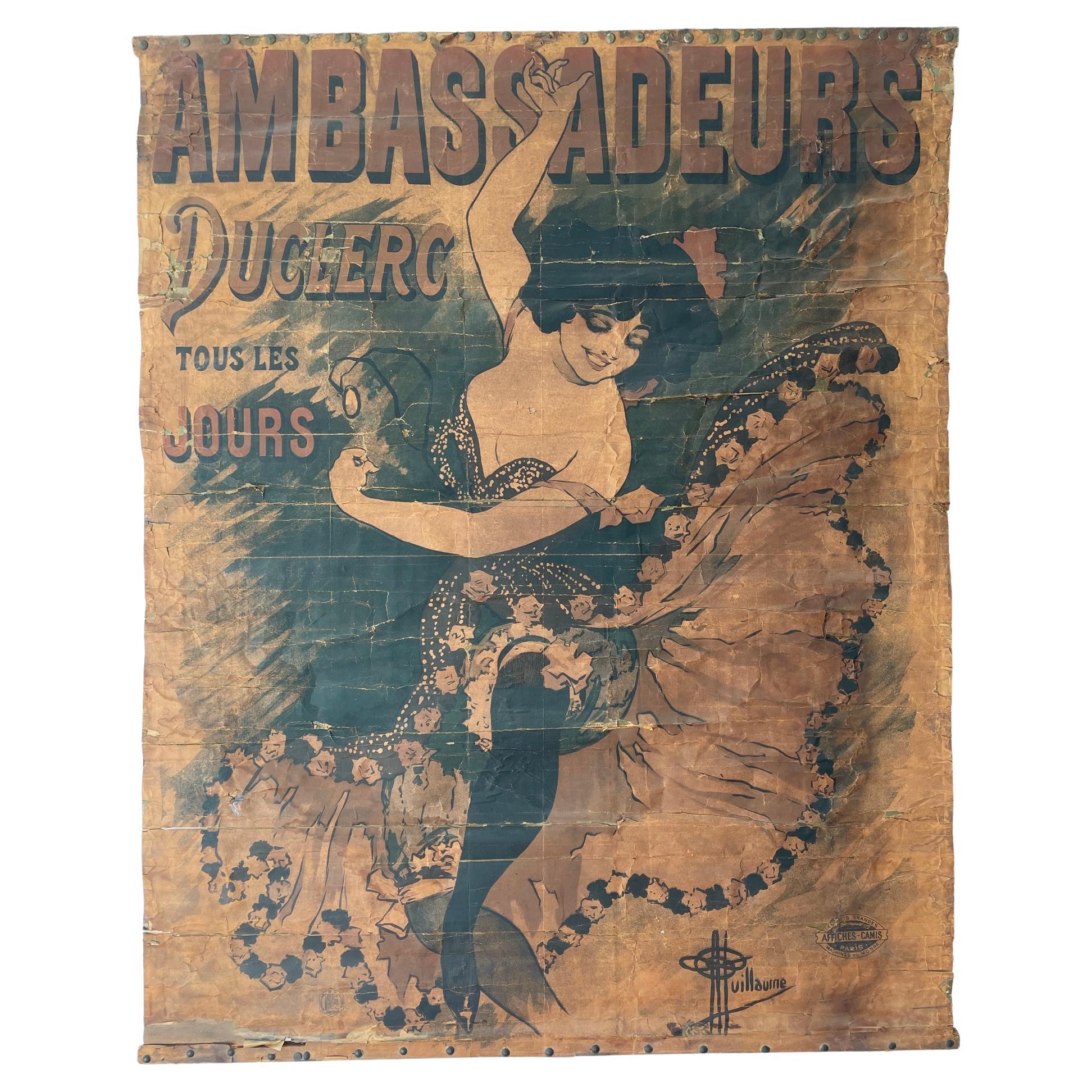 1894 Antique affiche / poster Ambassadeurs Duclerc tous les jours - Guillaume For Sale