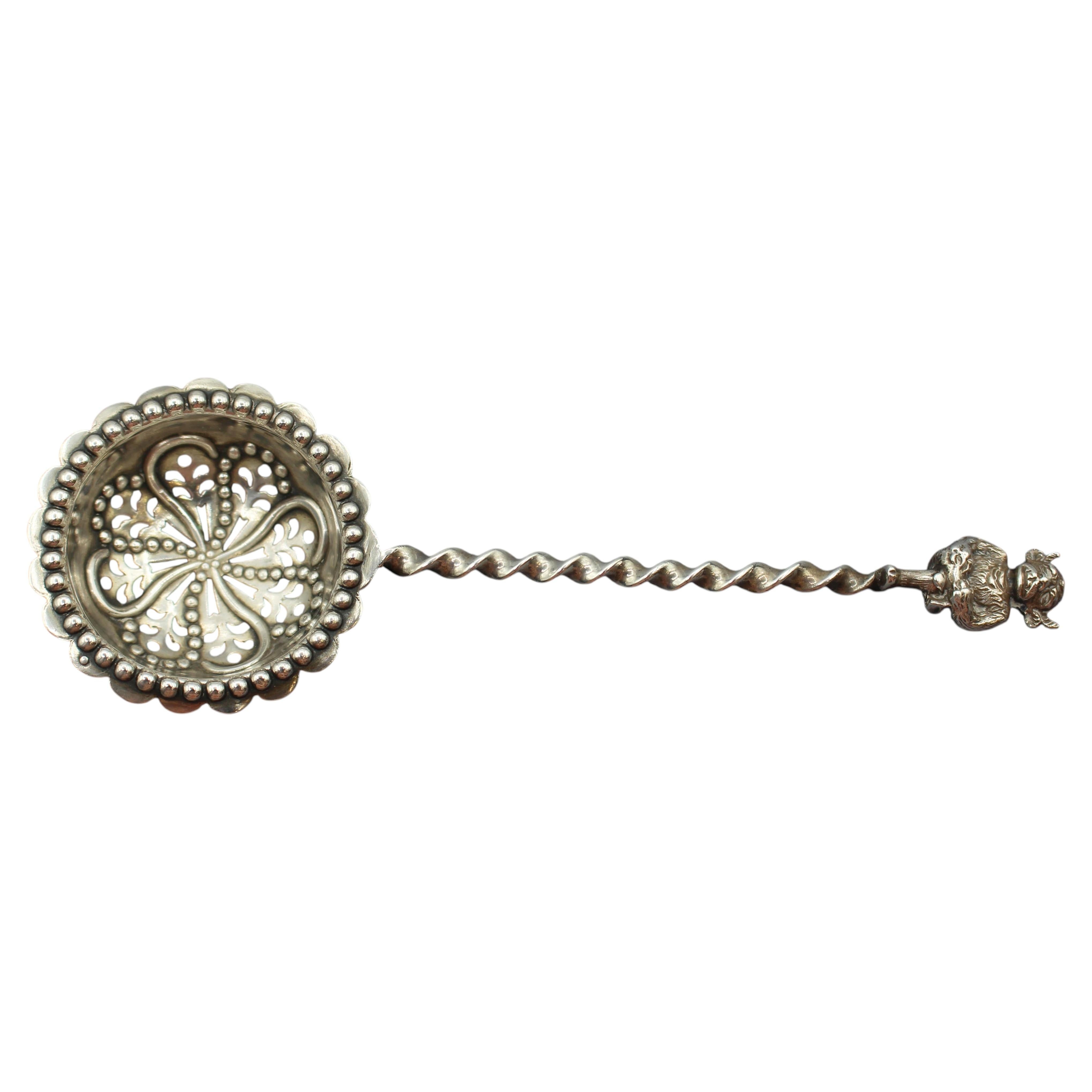 1894 English Sheffield Sterling Silver Sifting Ladle For Sale