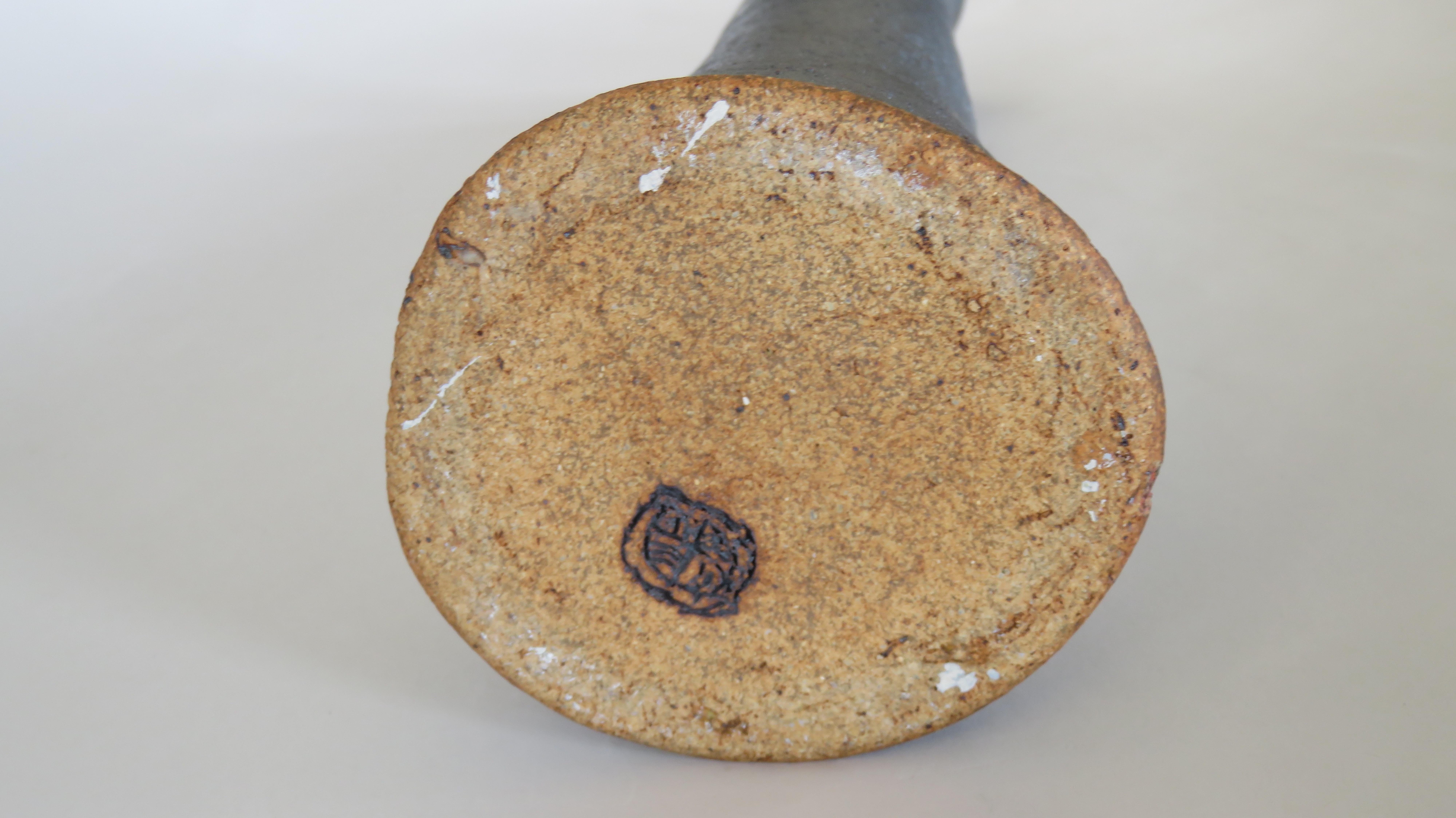 Hoch:: röhrenförmige Metallic Schwarz Keramik Steingut Vase:: 19 3/8 Zoll hoch 1
