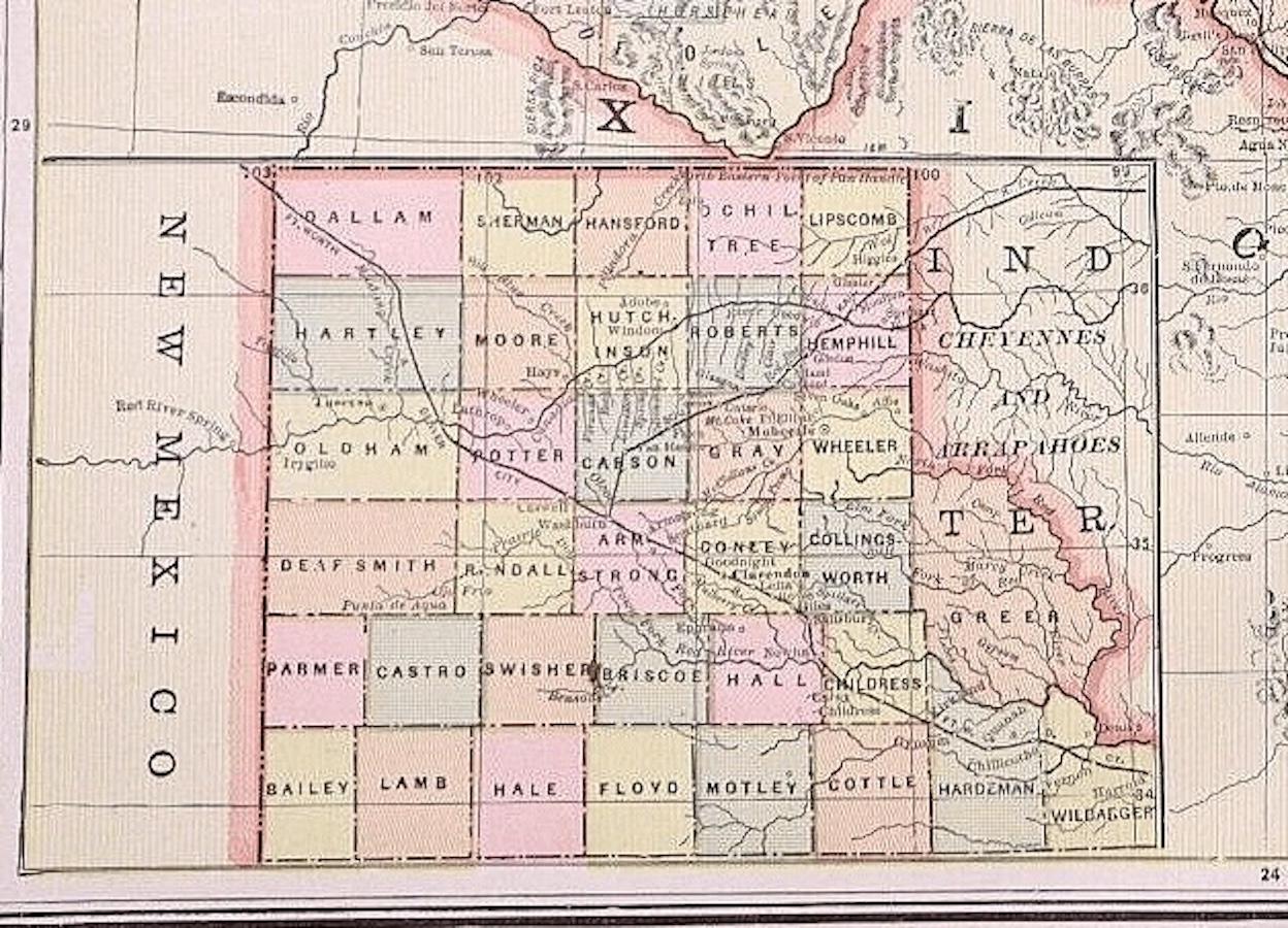 Américain Carte du Texas de 1894 en vente