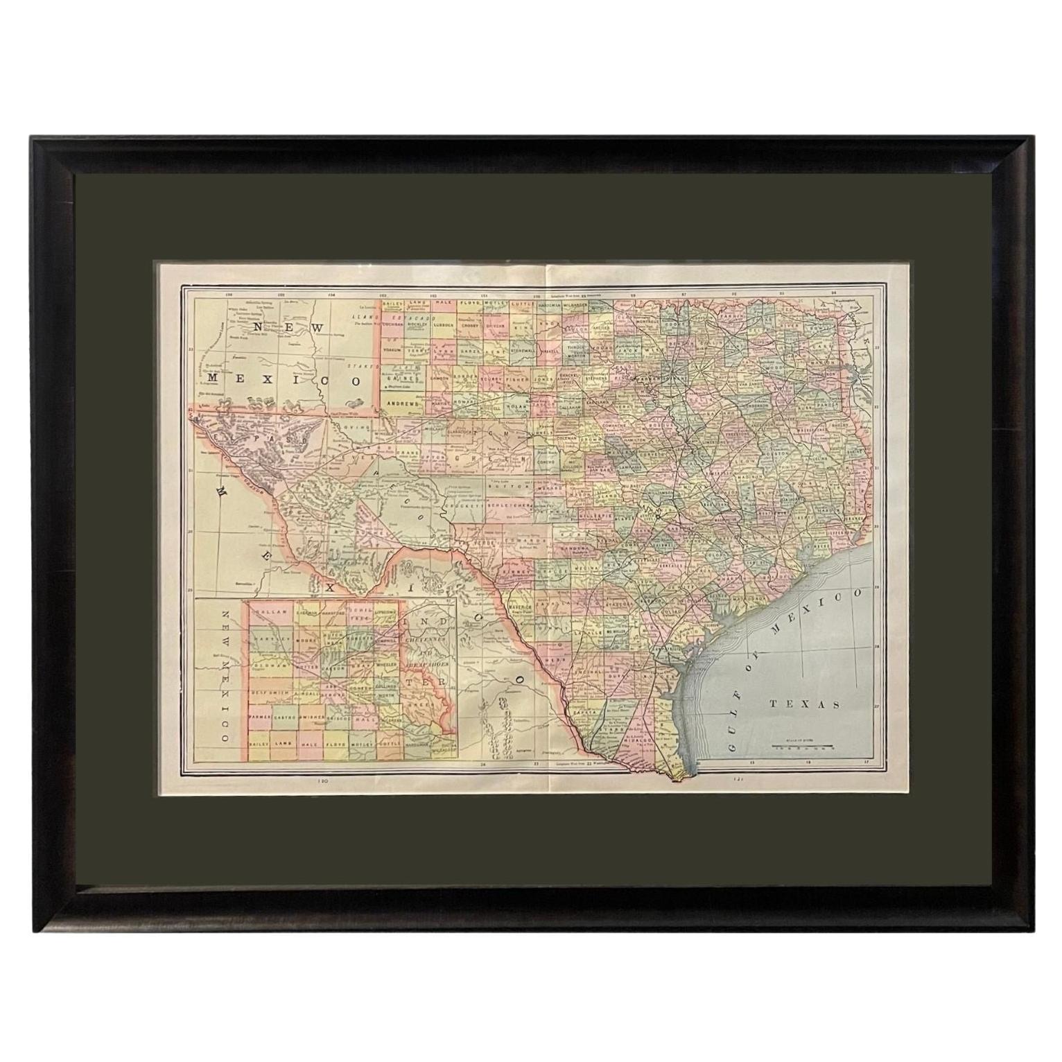 Carte du Texas de 1894 en vente