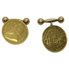 1894 Turn of Centuy 18K Gold Coin 1/2 Pond South Africa krugerrand Cufflinks