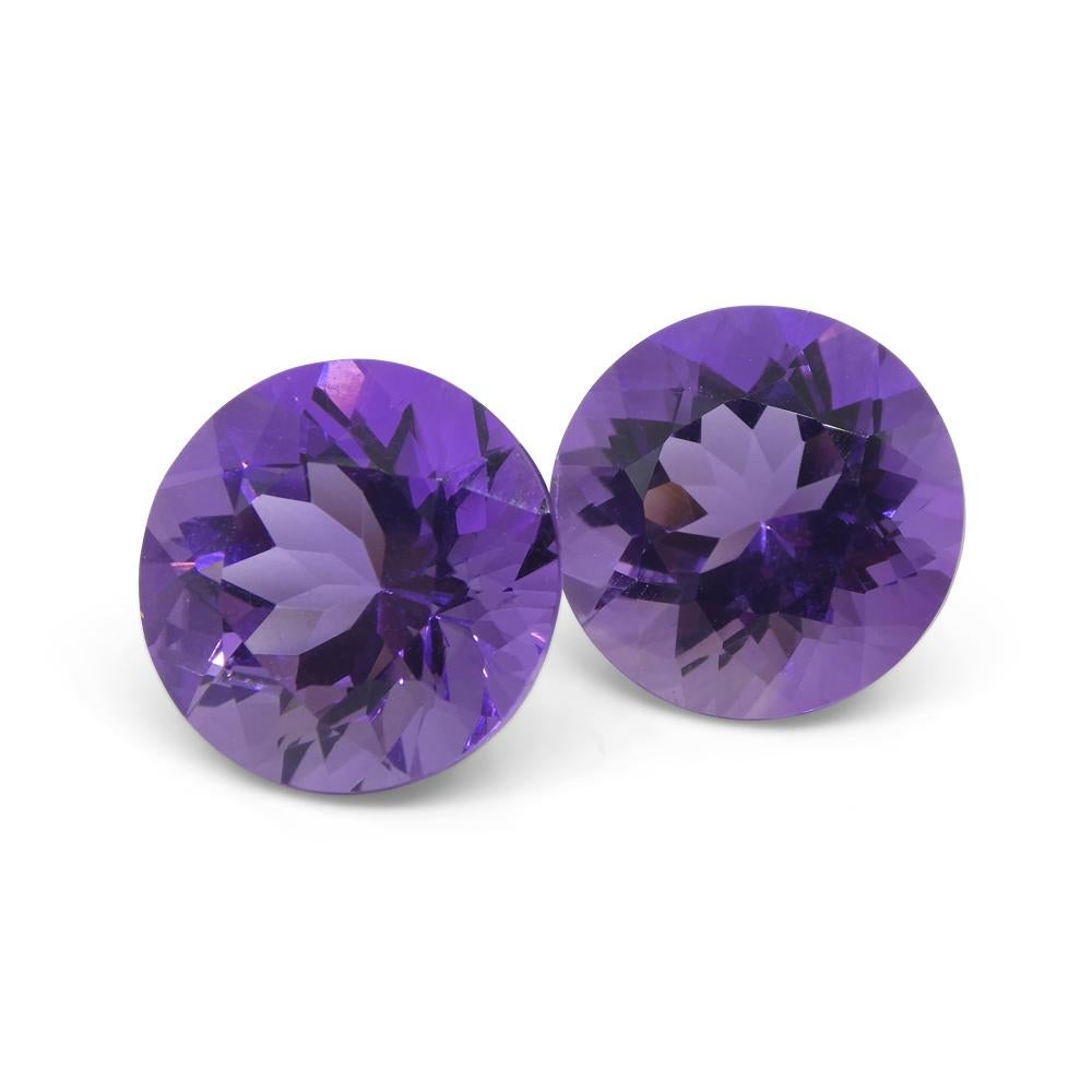 Women's or Men's 18.94ct Pair Round Purple Amethyst from Uruguay For Sale
