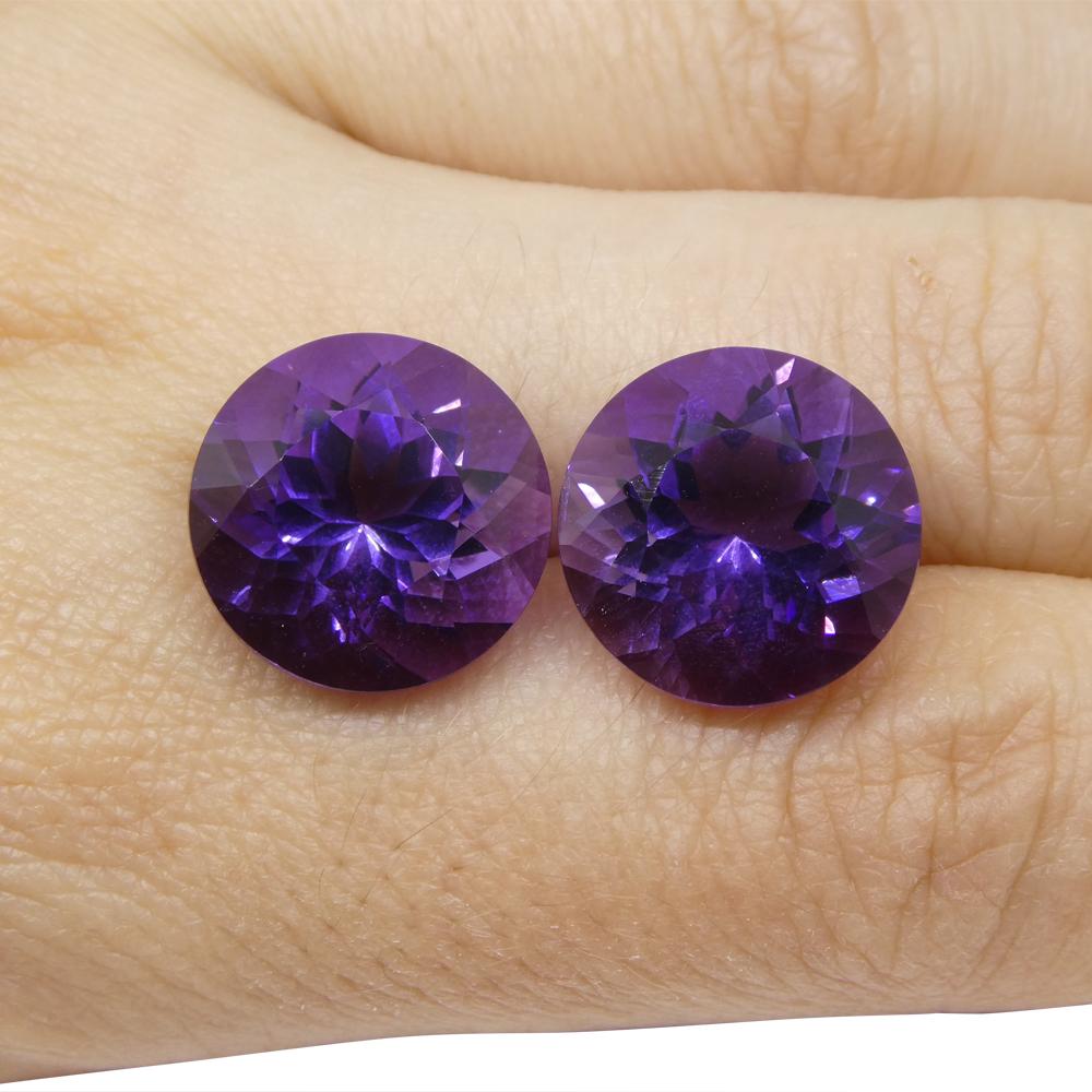 18.94ct Pair Round Purple Amethyst from Uruguay For Sale 1