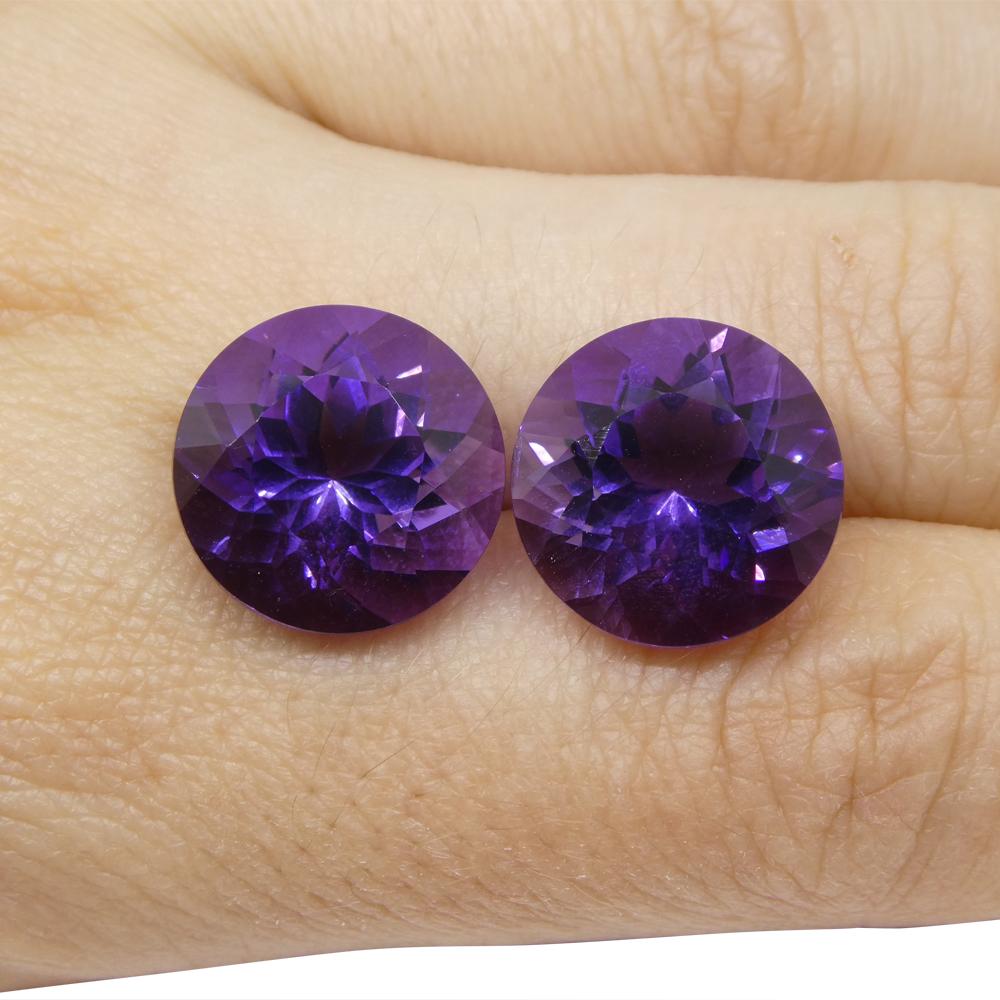 18,94 Karat Paar runde lila Amethyste aus Uruguay, Paar im Angebot 1