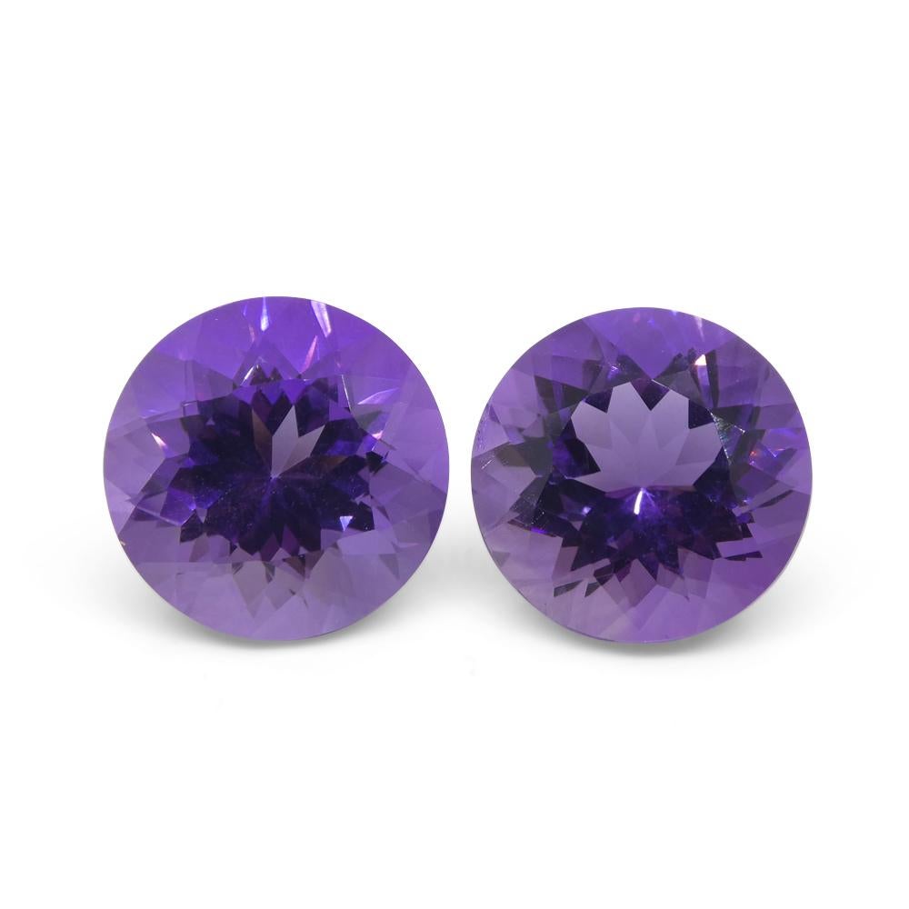 18.94ct Pair Round Purple Amethyst from Uruguay For Sale 2