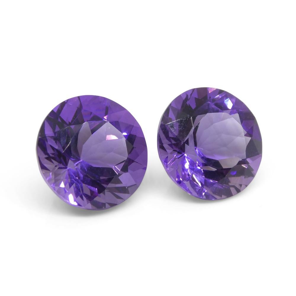 18,94 Karat Paar runde lila Amethyste aus Uruguay, Paar im Angebot 3