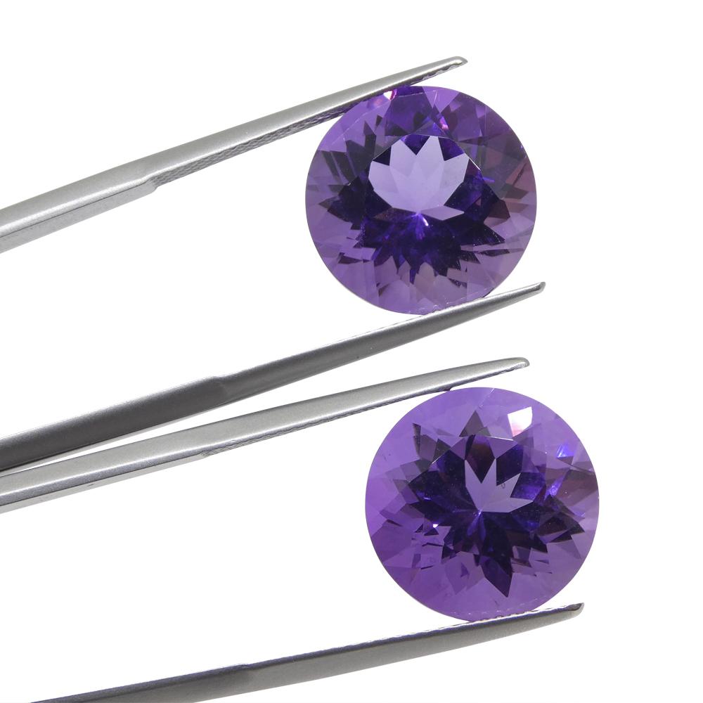 18.94ct Pair Round Purple Amethyst from Uruguay For Sale 4
