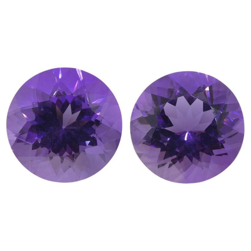 18.94ct Pair Round Purple Amethyst from Uruguay For Sale
