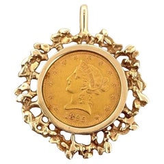 1895 10 Dollar Liberty Head Eagle Gold Coin Pendant in Nugget Style 14K Gold