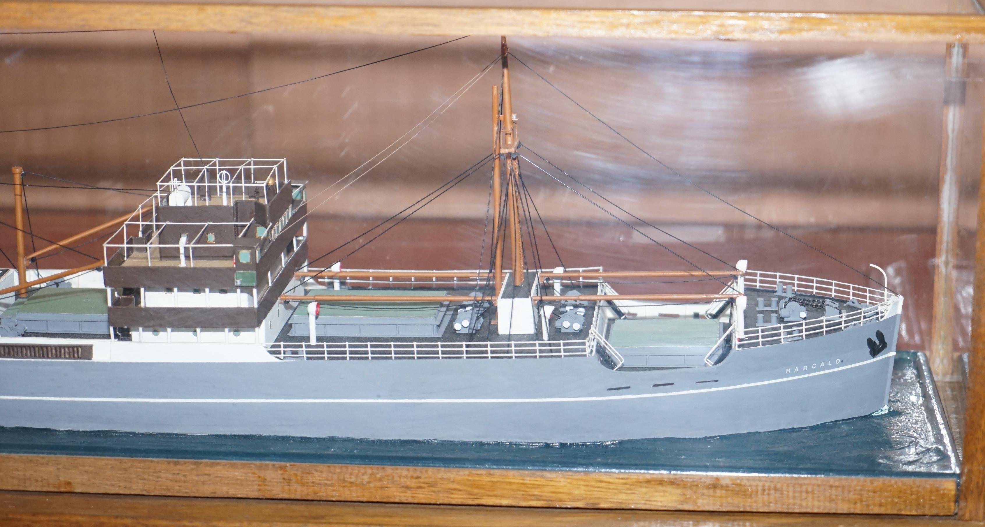 English 1895-1907 S.S Harcalo Steam Boat Cargo Ship Large Scaled Model in Custom Case