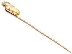 1895 Art Nouveau Diamond and Peridot Enamel and Yellow Gold Pin Brooch