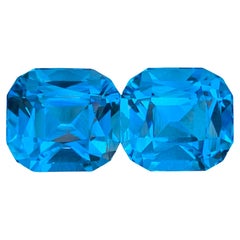 18.95 Carat Natural Loose Swiss Blue Topaz Pair Gemstone