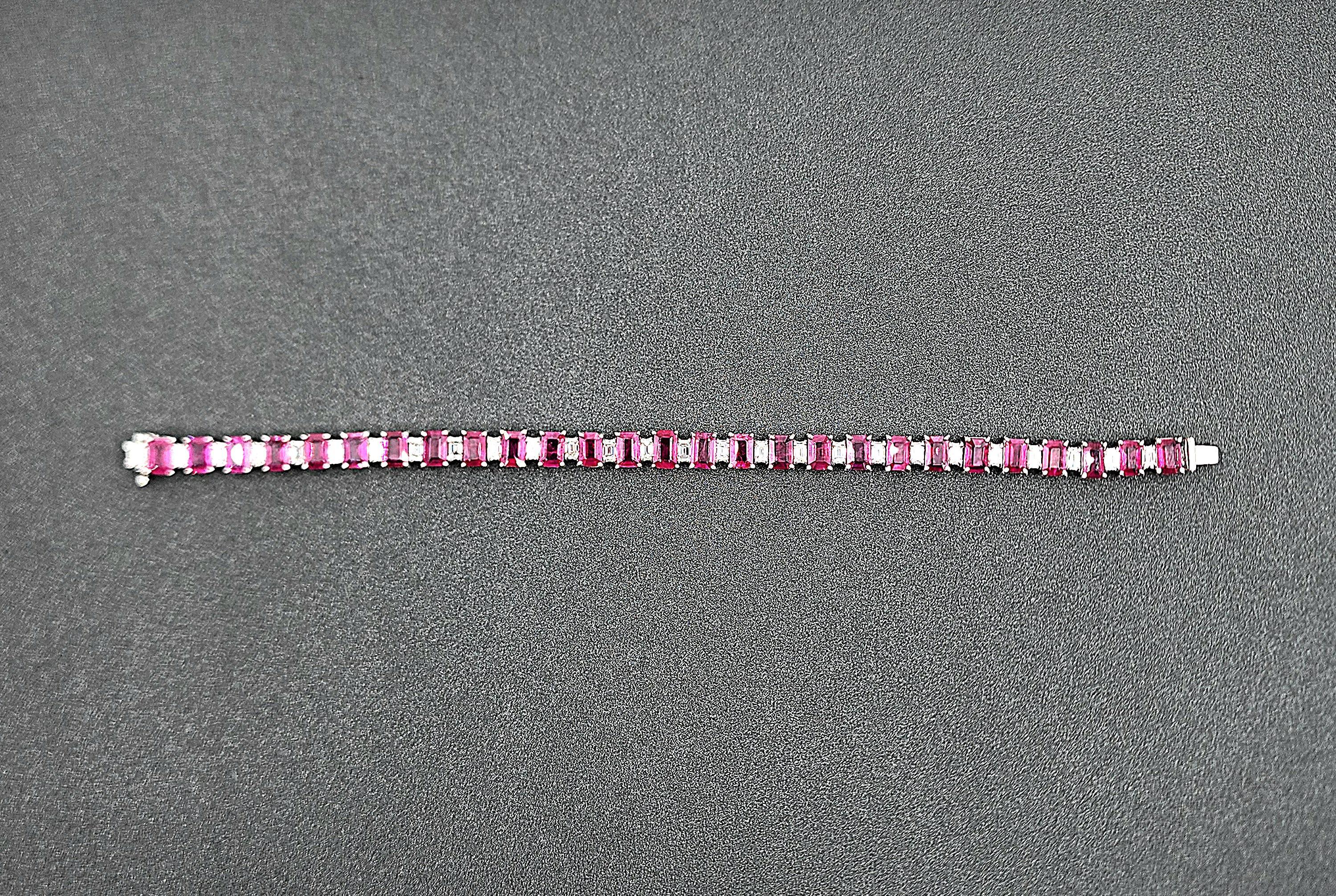 Bracelet de 18.95 ct de rubis naturel de Birmanie et de diamants en vente 1