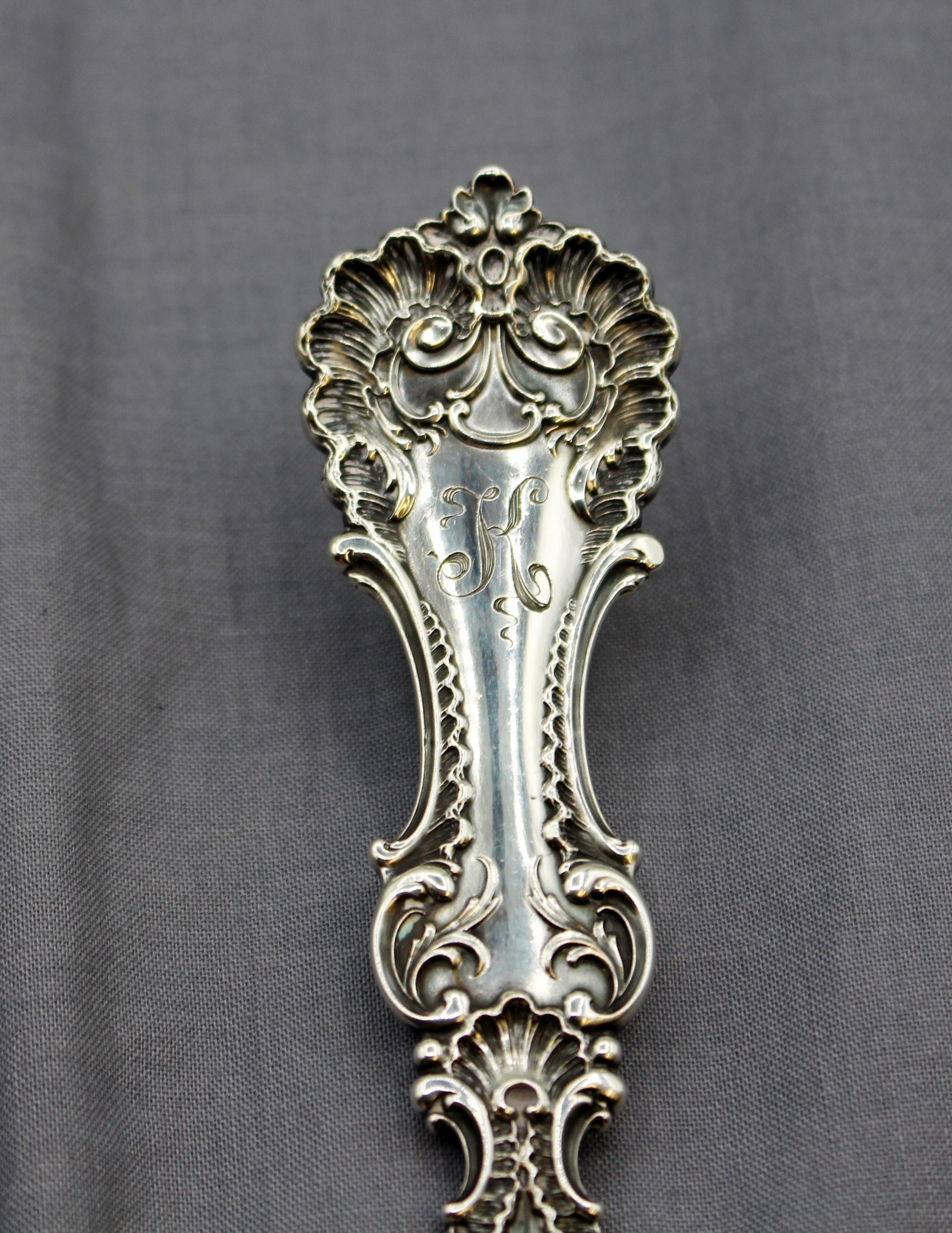 Victorian 1895 Pompadour by Whiting Gorham Patented American Sterling Silver Punch Ladle For Sale