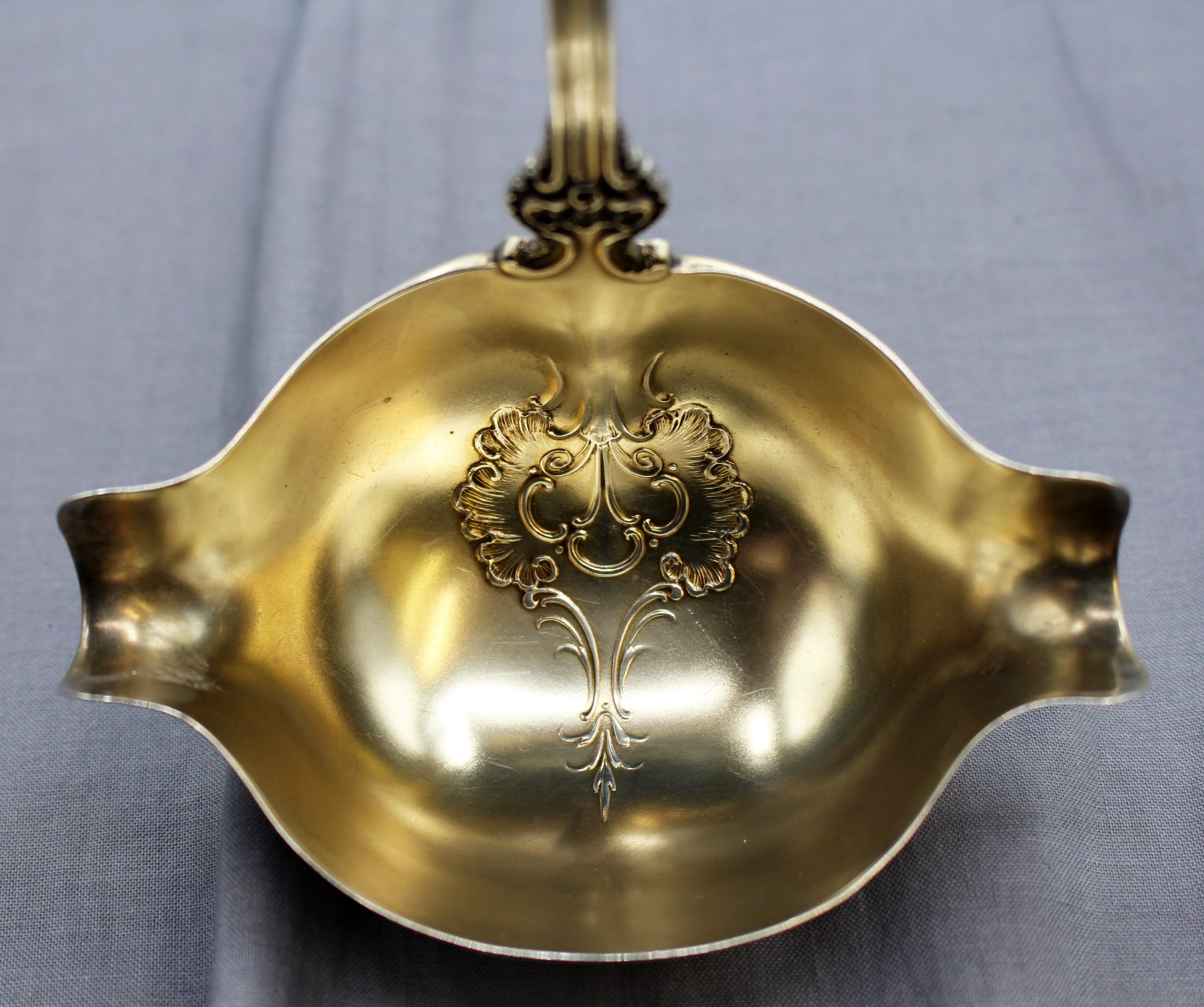 Late 19th Century 1895 Pompadour by Whiting Gorham Patented American Sterling Silver Punch Ladle For Sale