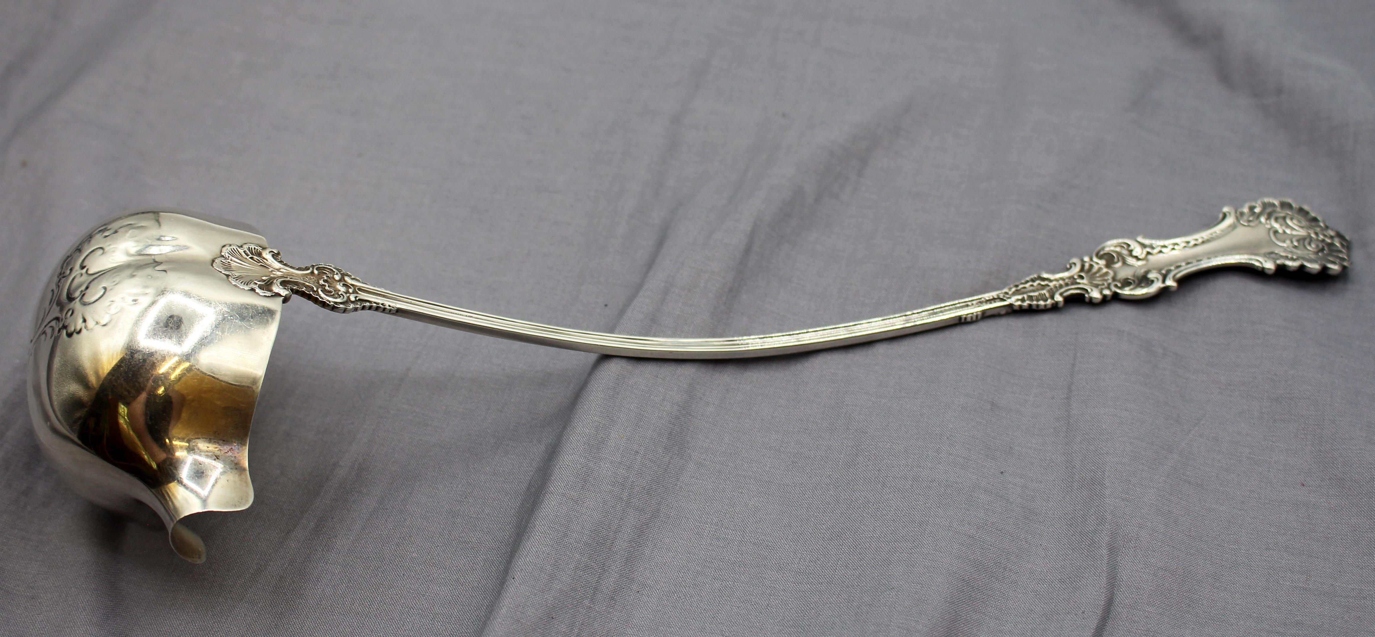 1895 Pompadour by Whiting Gorham Patented American Sterling Silver Punch Ladle For Sale 2