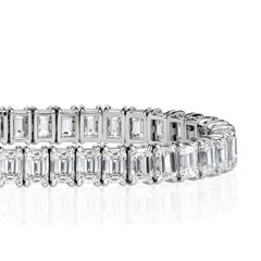 18.95ct Emerald Cut Diamond Tennis Bracelet in 18k White Gold in 7'