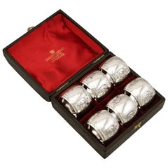 1896 Antiquities Victorian Sterling Silver Napkin Rings Set of Six