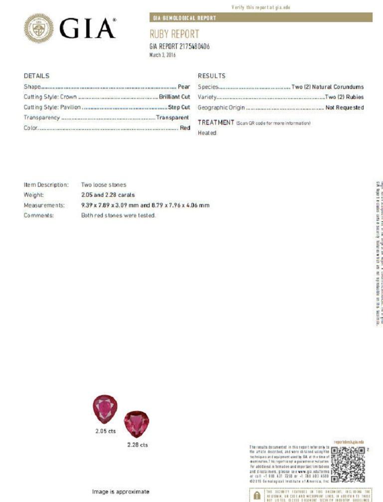 Pendientes colgantes de 18,96 quilates de diamante rojo natural certificado por el GIA 18 quilates en venta 6