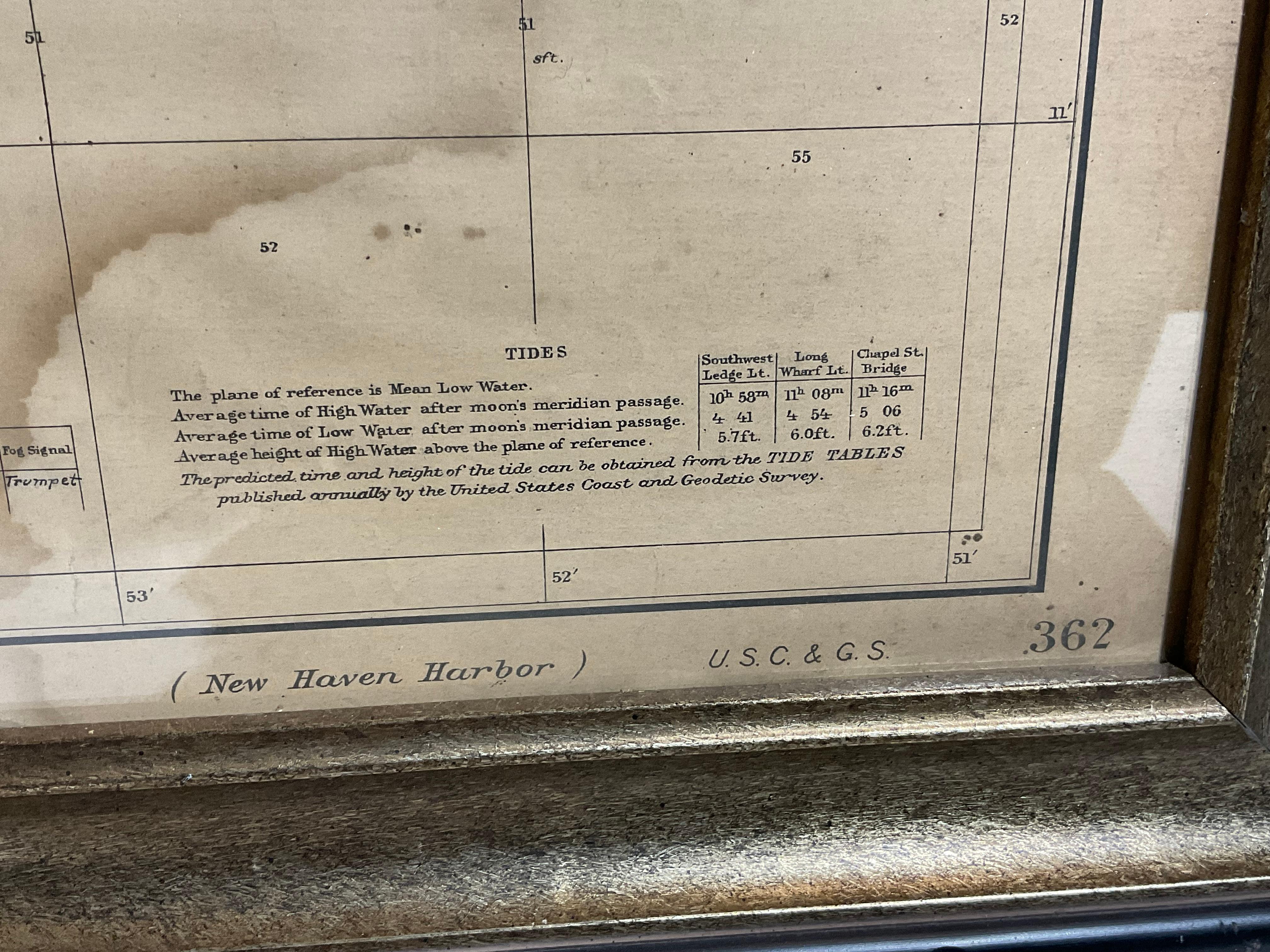 1896 Chart of the New Haven Harbor In Good Condition For Sale In Norwell, MA