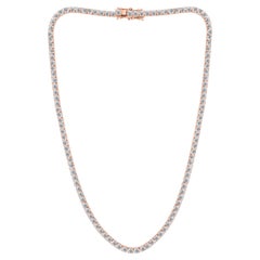 18.96 Ct Natural Diamond Tennis Necklace 18K Rose Gold Handmade Necklace