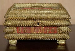 1896 DATED TRAMP ART JEWELLERY BOX ZUM ANDENKEN / IN MEMORY OF JEWELLERY BOx
