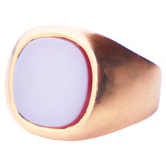 1896 Men Unisex Ring 6ct. Carnelian solid 18K Gold Ø 8.5US / 4.4gr