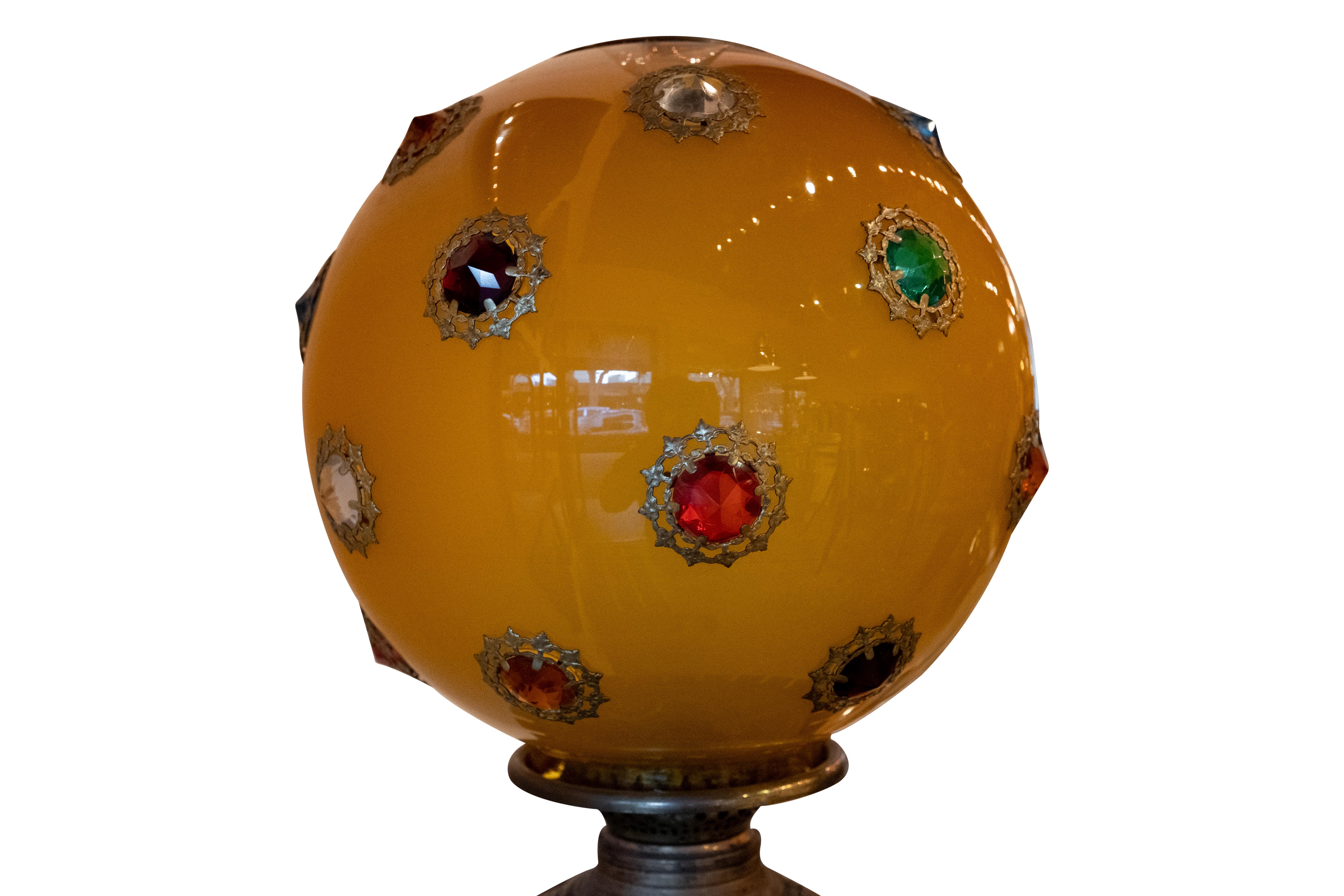 Glass 1896 Rochester Lamp Company Cast Iron Lamp