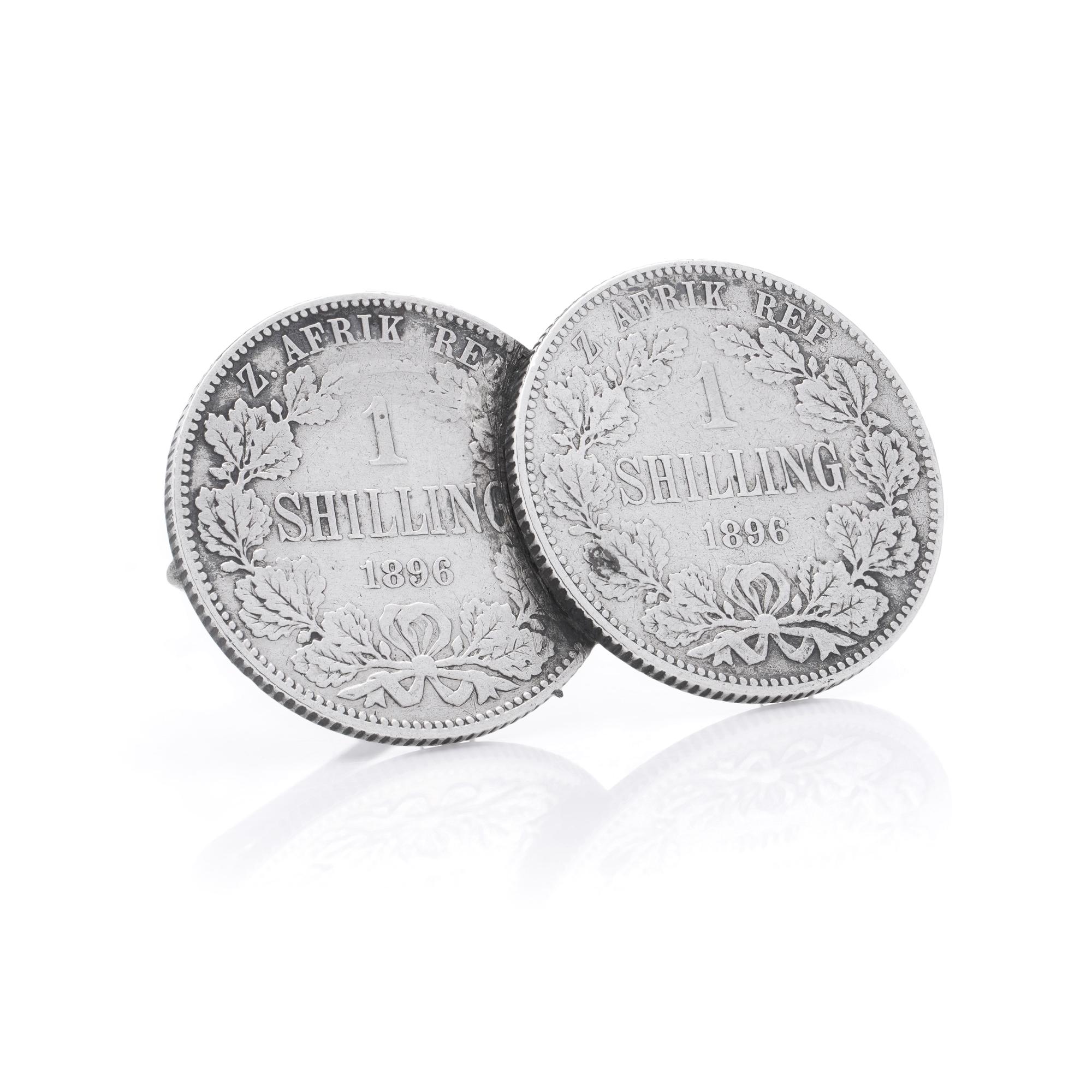 1896 South African Republic (ZAR) 1 Shilling coin brooch For Sale 1