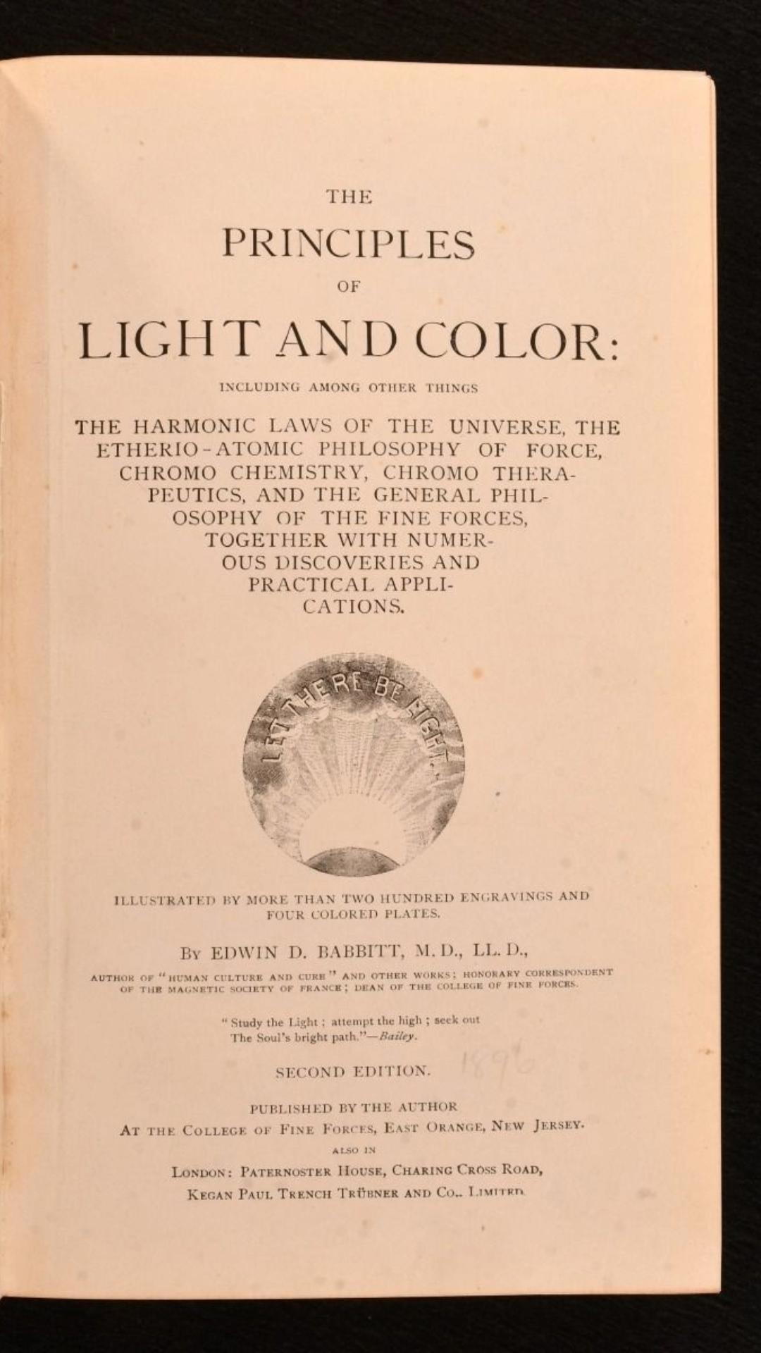 American 1896 The Principles of Light and Color For Sale