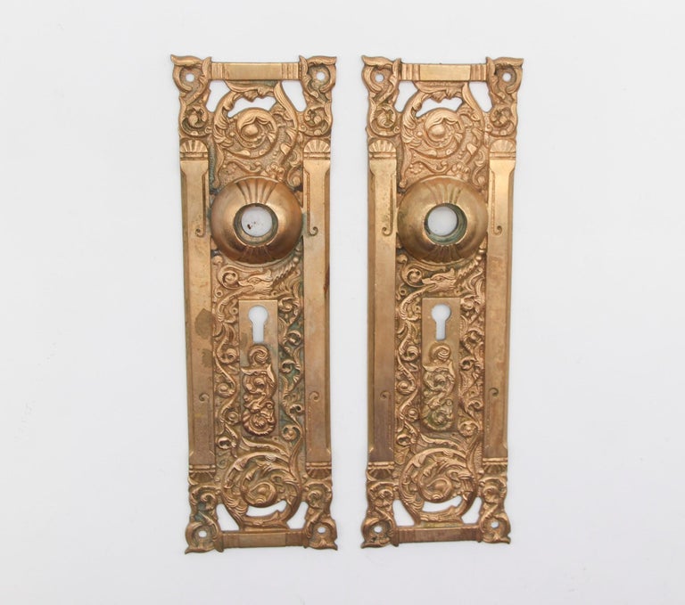 1897 Columbian Antique Entry Door Knob and Plate Set from Reading