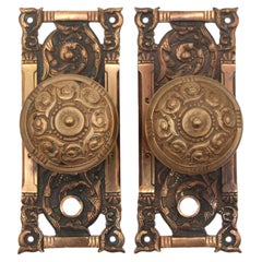 Used 1897 Columbian Entry Bronze Door Knob Set by Reading Hardware Co.