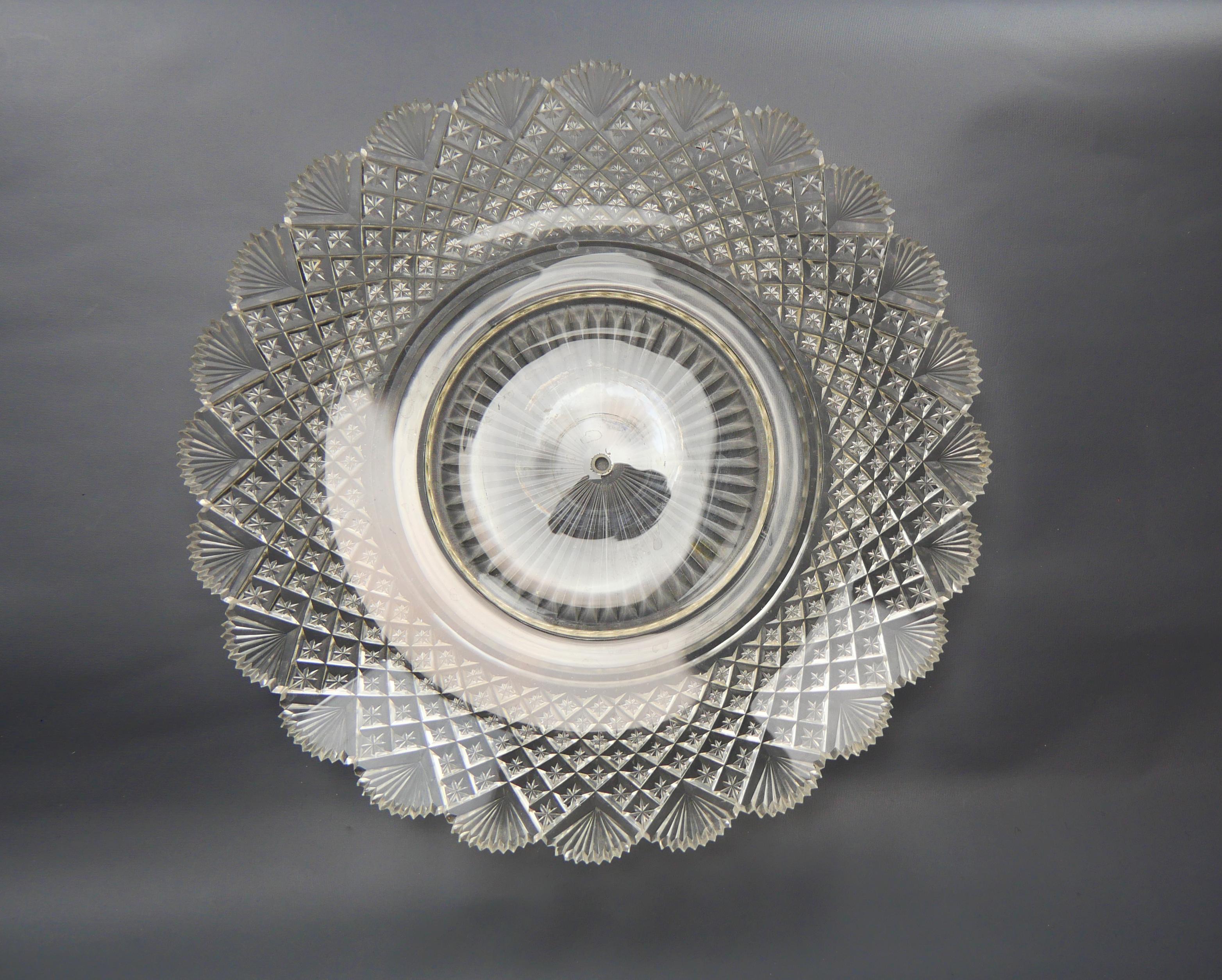1897 Centrotavola Impero in cristallo tagliato 84/ 875 A. Silver/ 2kg 342gr in vendita 7
