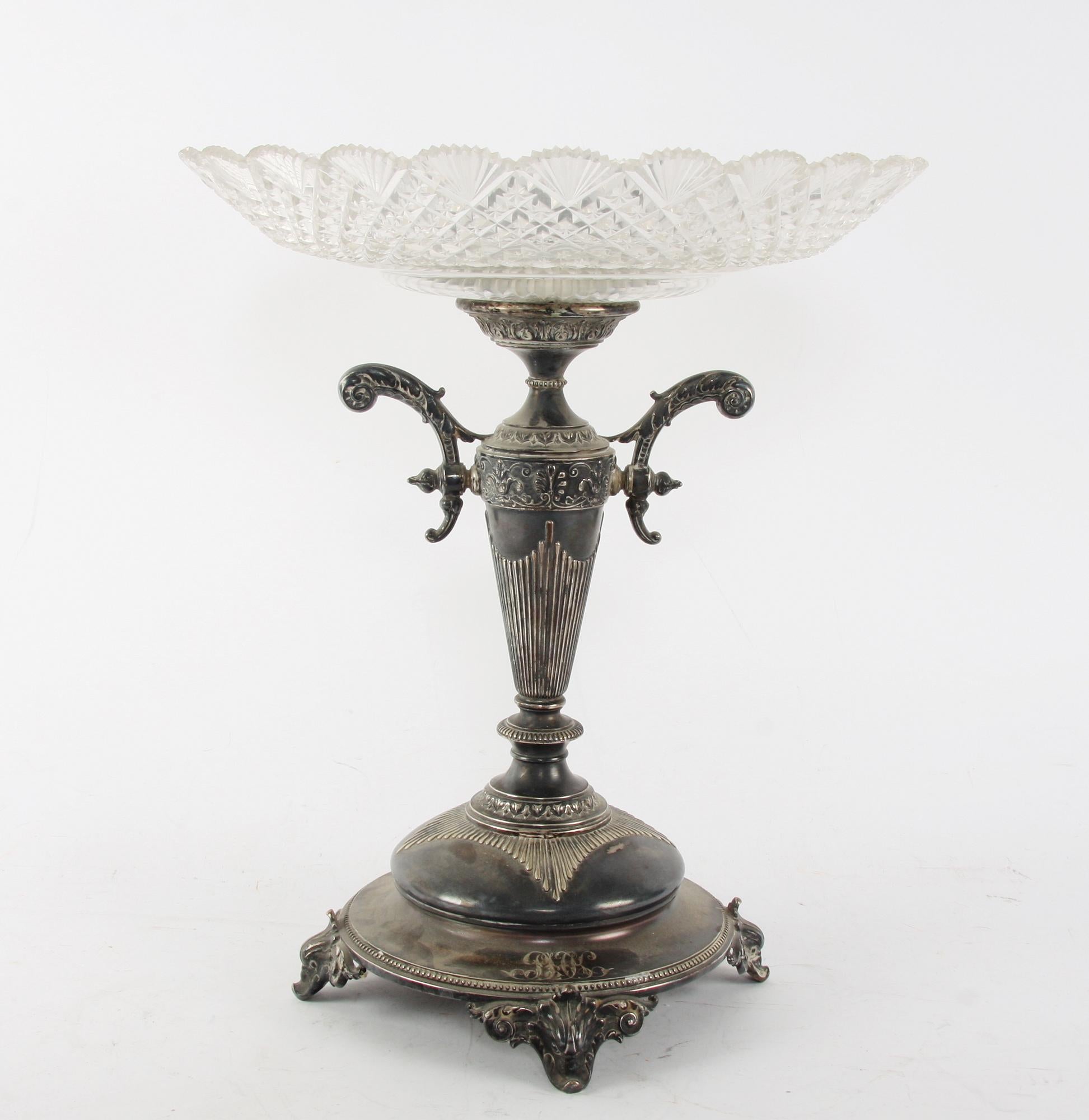 1897 Centrotavola Impero in cristallo tagliato 84/ 875 A. Silver/ 2kg 342gr in vendita 12