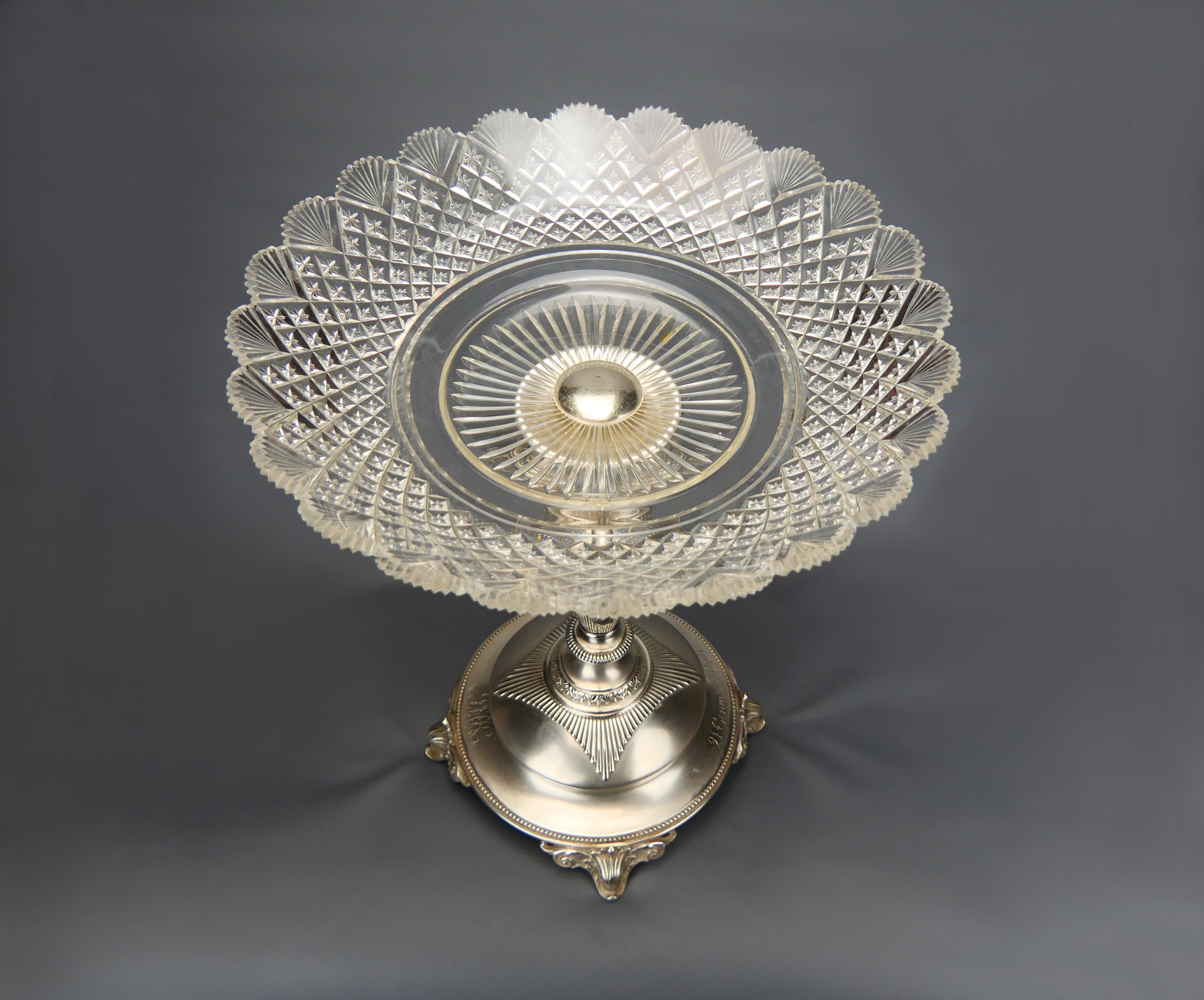 1897 Centrotavola Impero in cristallo tagliato 84/ 875 A. Silver/ 2kg 342gr in vendita 1