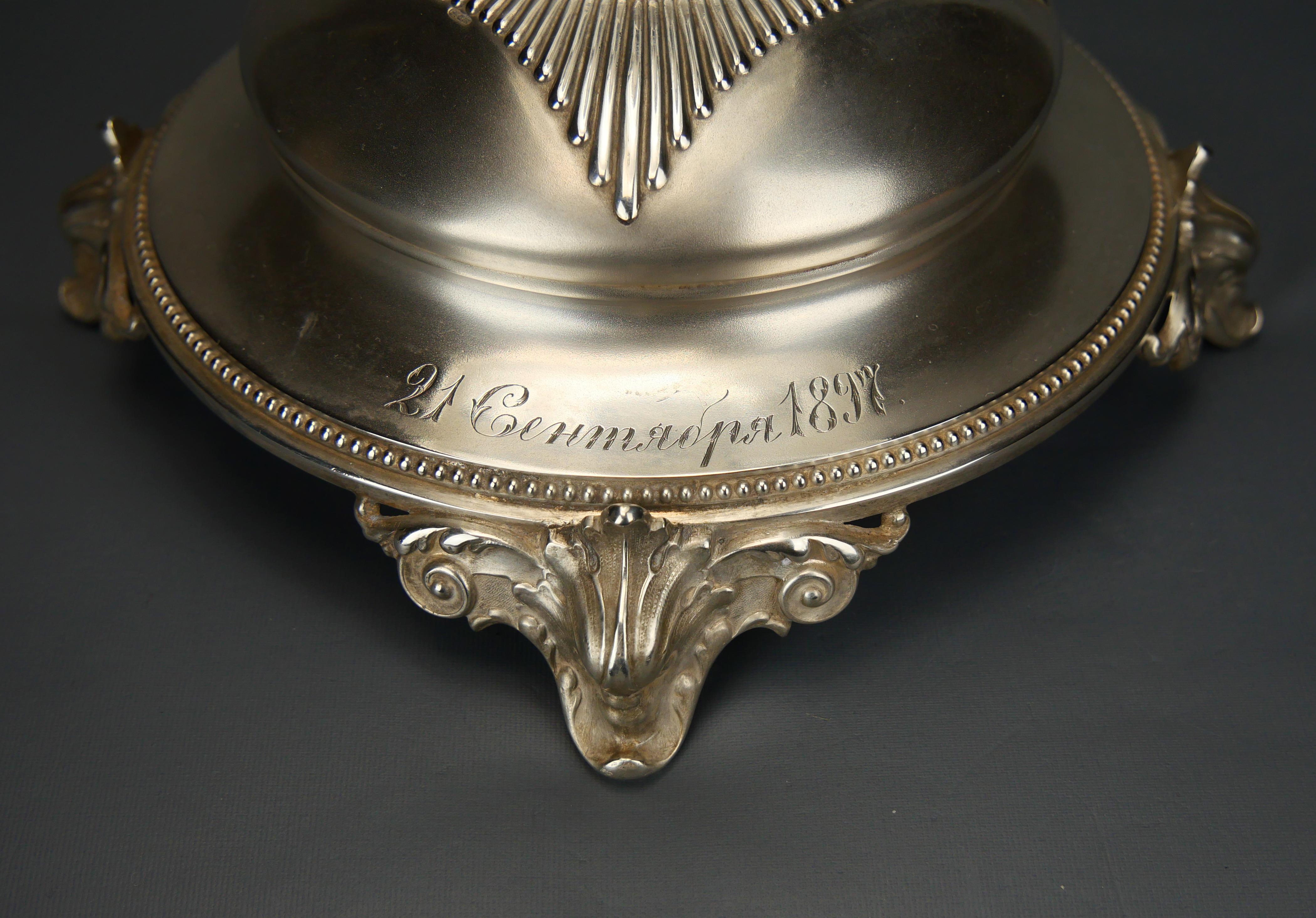1897 Centrotavola Impero in cristallo tagliato 84/ 875 A. Silver/ 2kg 342gr in vendita 4