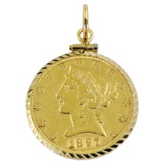 1897 US $5 Coin Pendant or Charm