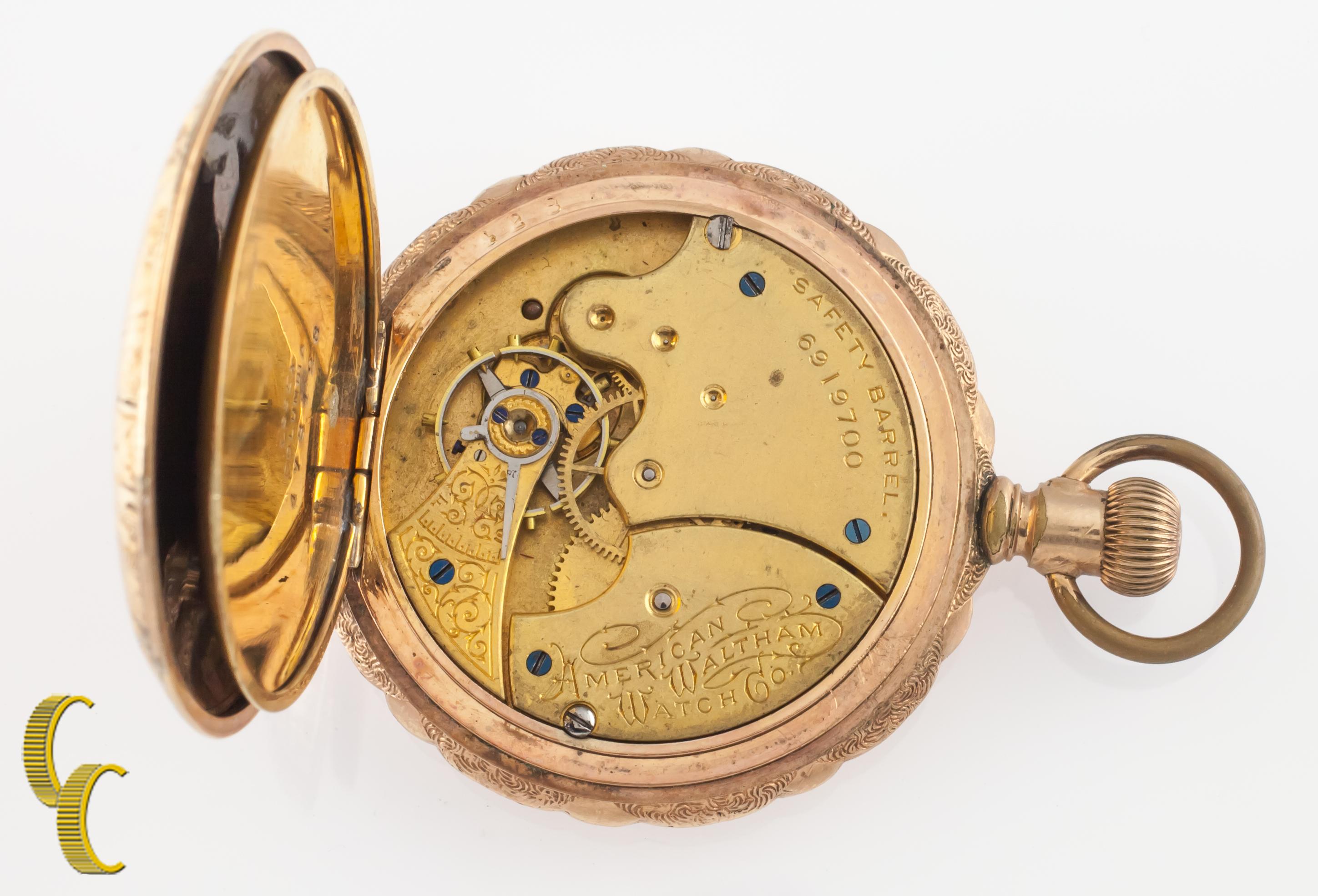 da uomo o donna Orologio da tasca Waltham Full Hunter del 1897, riempito d'oro, misura 6S in vendita