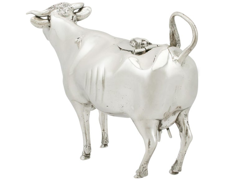 Late 19th Century 1898 Antique Victorian Sterling Silver Cow Creamer For Sale