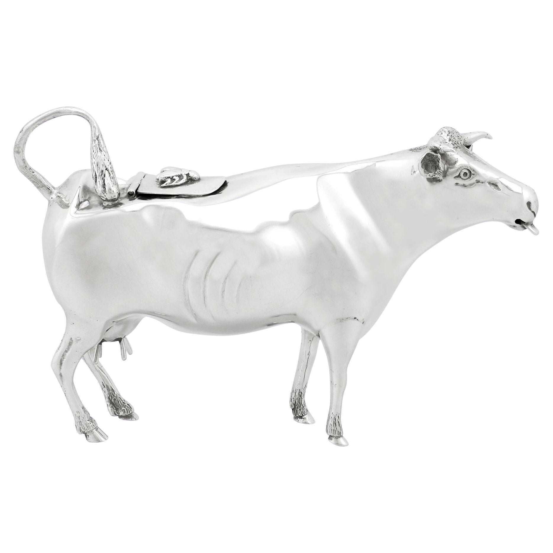 1898 Antique Victorian Sterling Silver Cow Creamer