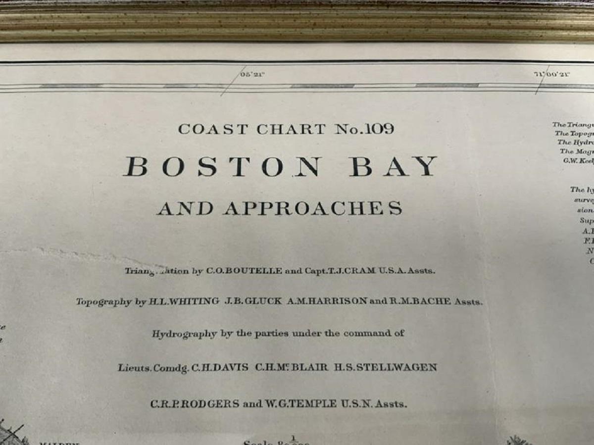 Paper 1898 Chart of Boston Bay For Sale