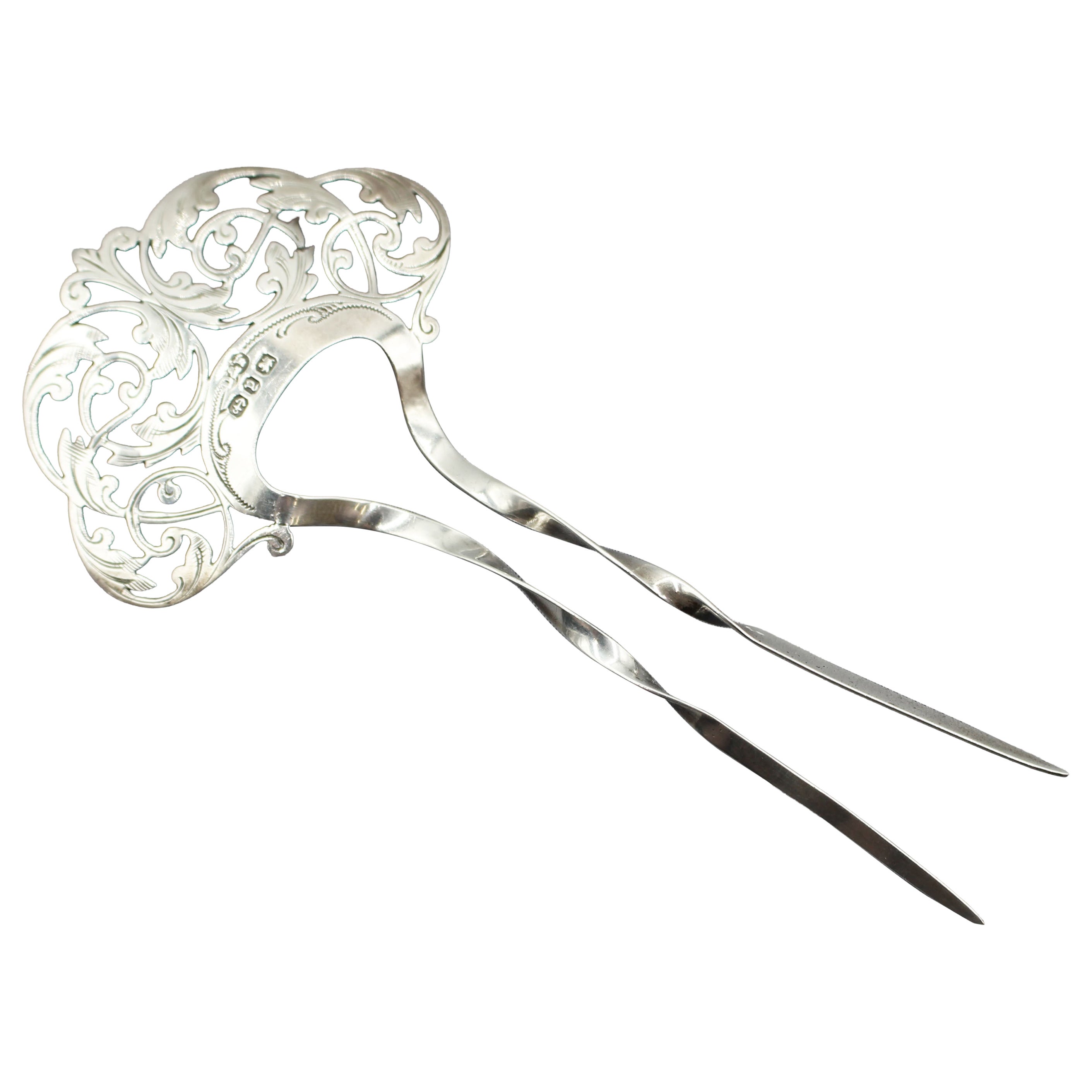 Fermaglio per capelli inglese in argento sterling di epoca edoardiana, del 1898, proveniente da Birmingham