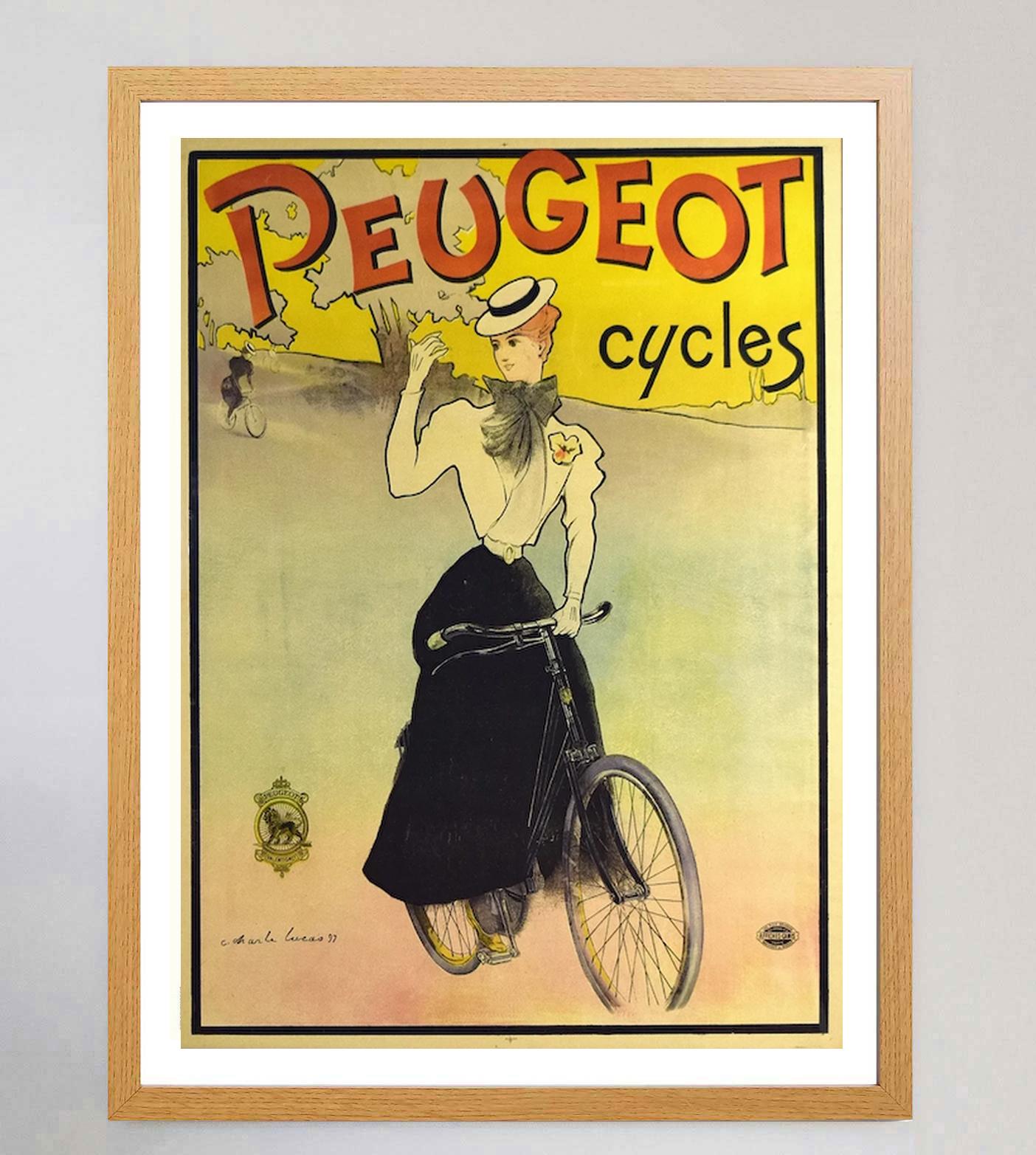 1898 Peugeot Fahrräder - Lucas Original Vintage Poster (Französisch) im Angebot