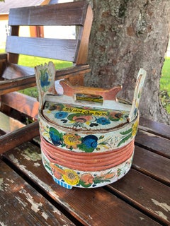 1898 Rosemaling Butter Bucket - Museum quality Folk Art, Norway