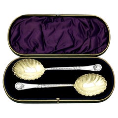 1898 Victorian English Sterling Silver Fruit Spoons by Walker & Hall