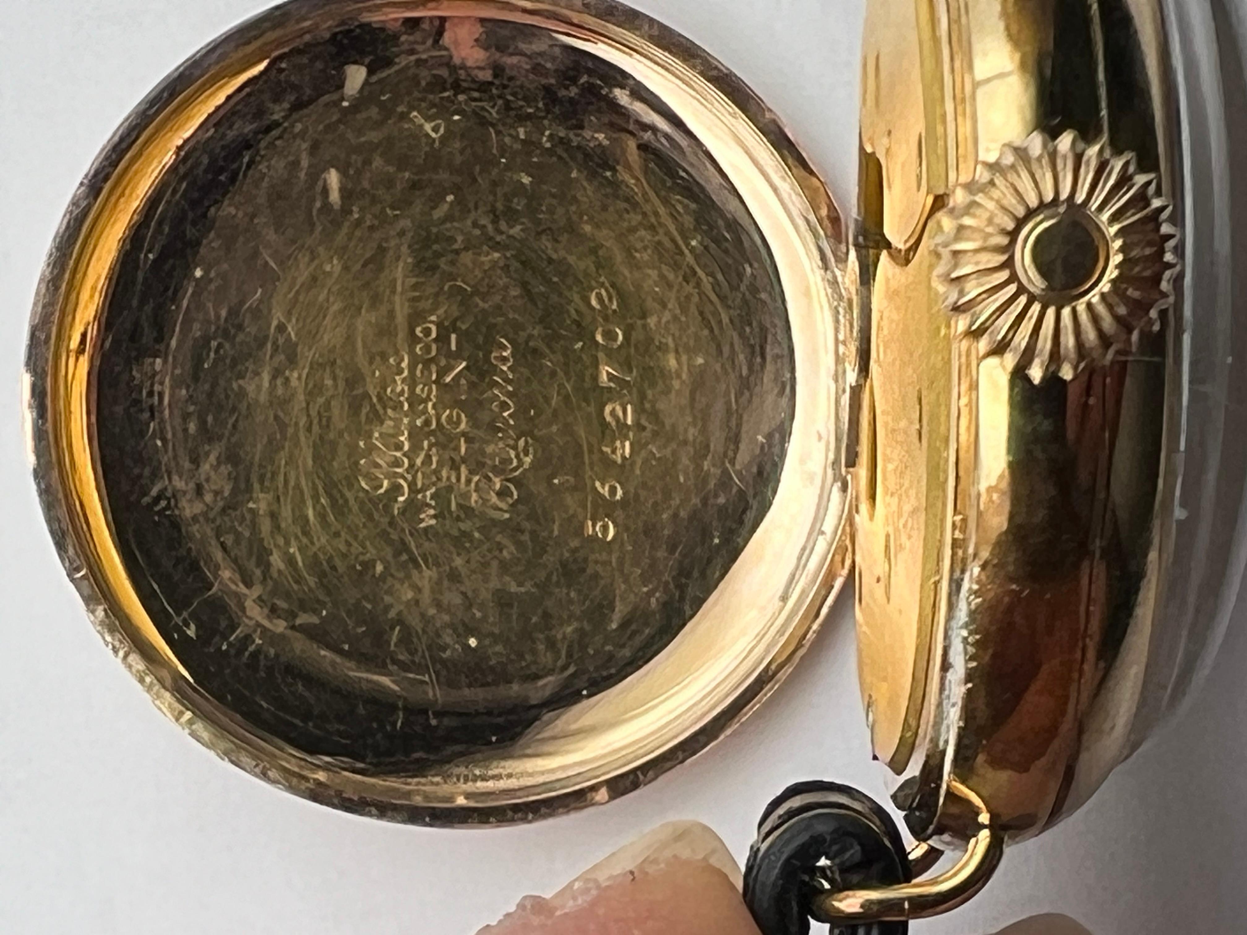 1898, Waltham 7 Jewel, Sublime Fancy Dial, Yellow Gold Filled For Sale 7