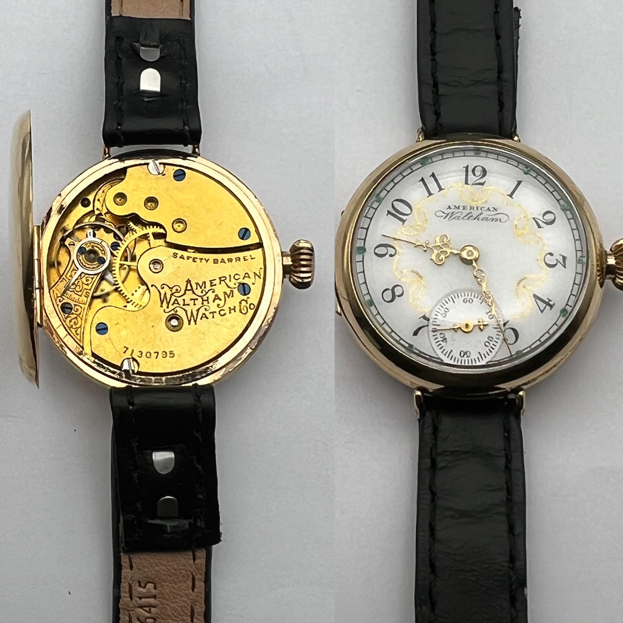 Art Deco 1898, Waltham 7 Jewel, Sublime Fancy Dial, Yellow Gold Filled For Sale