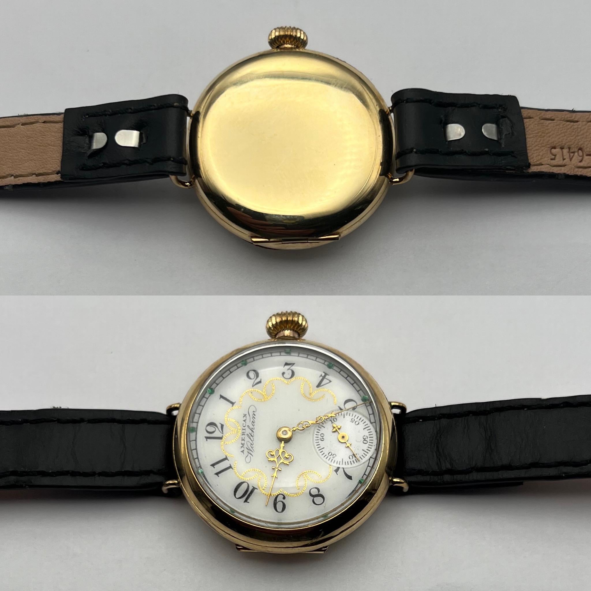Women's or Men's 1898, Waltham 7 Jewel, Sublime Fancy Dial, Yellow Gold Filled For Sale