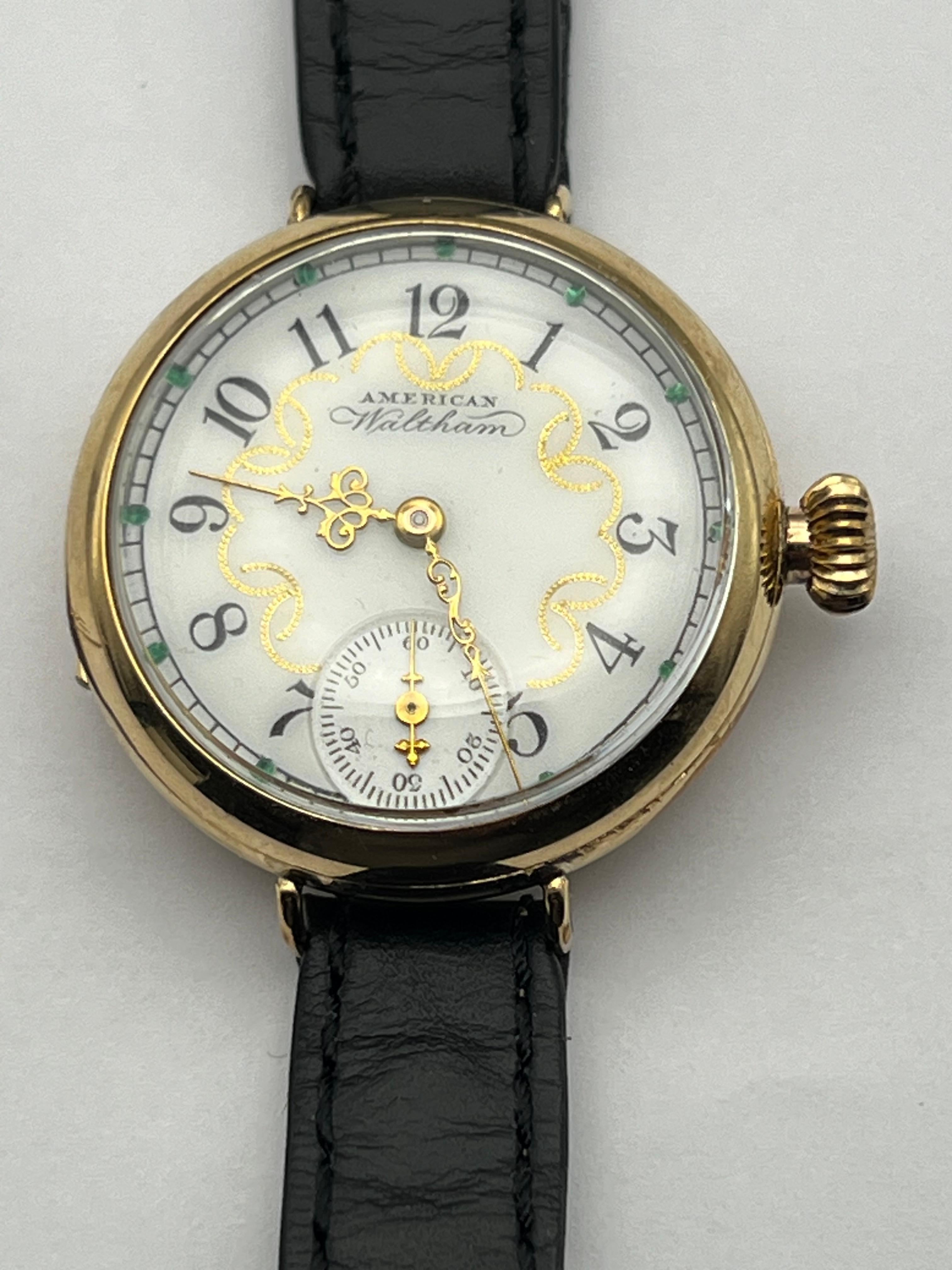 1898, Waltham 7 Jewel, Sublime Fancy Dial, Yellow Gold Filled For Sale 1
